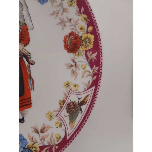 Rare VTG Limoges Decor Depose P Lenoir Plate Folk Couple Musicians 9.5" - Picture 6 of 7